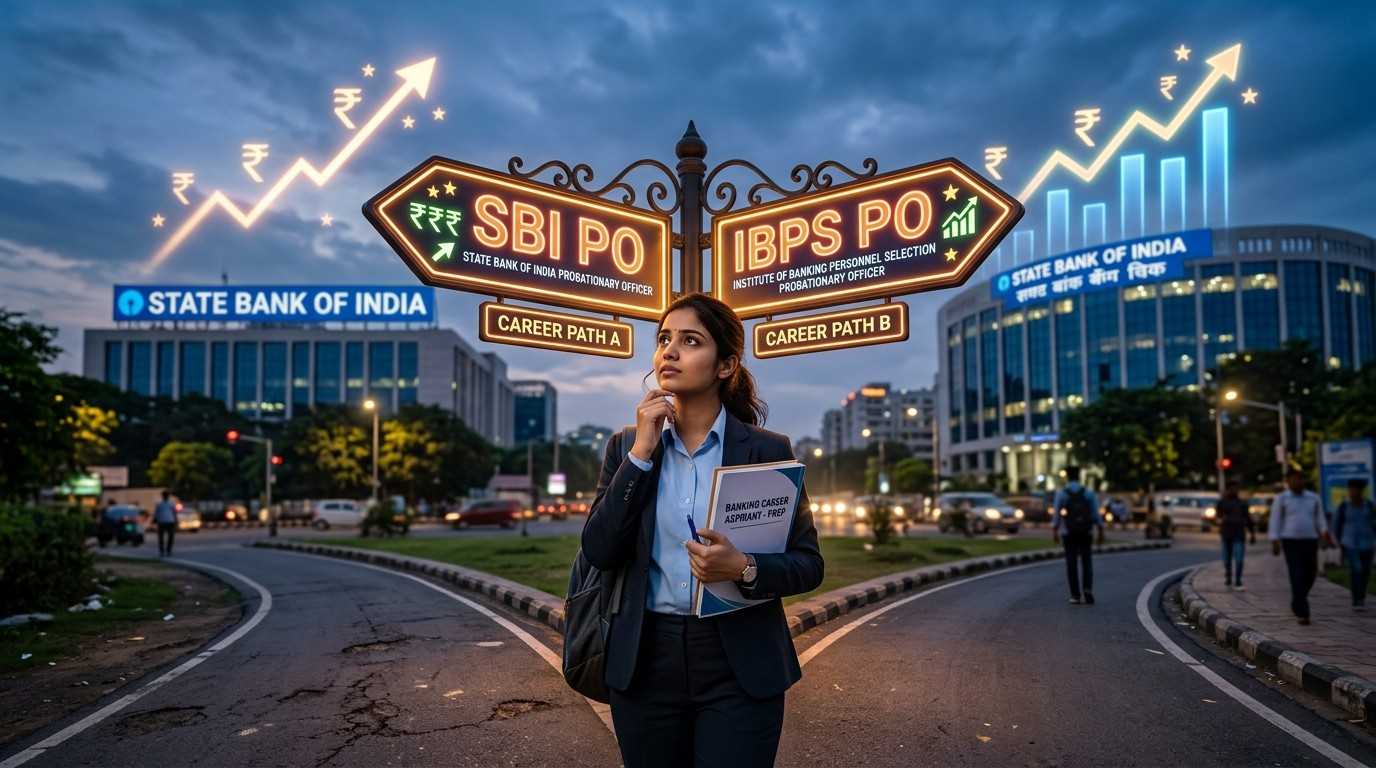 SBI PO vs IBPS PO salary comparison 2026 showing career growth, in-hand salary difference and banking job selection guide for aspirants