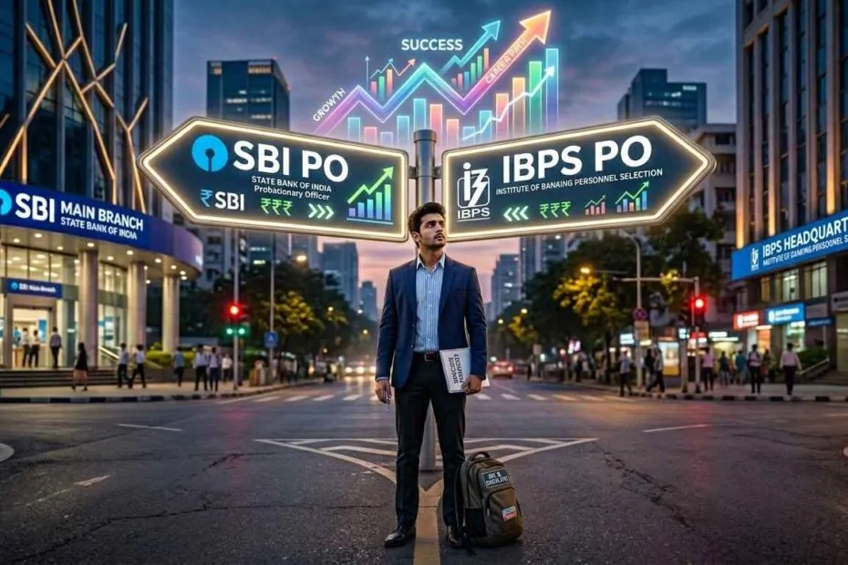 SBI PO vs IBPS PO salary comparison 2026 showing career growth, in-hand salary difference and banking job selection guide for aspirants